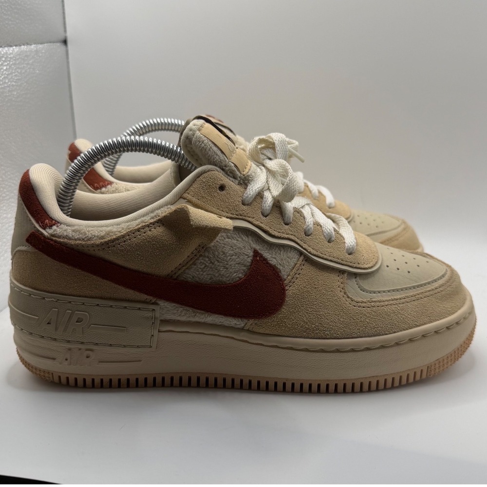 Nike Air Force 1 Shadow Shimmer Mars Stone Suede Sneakers Sz Women's US 9